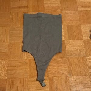 Sage Green Strapless Ribbed Bodysuit